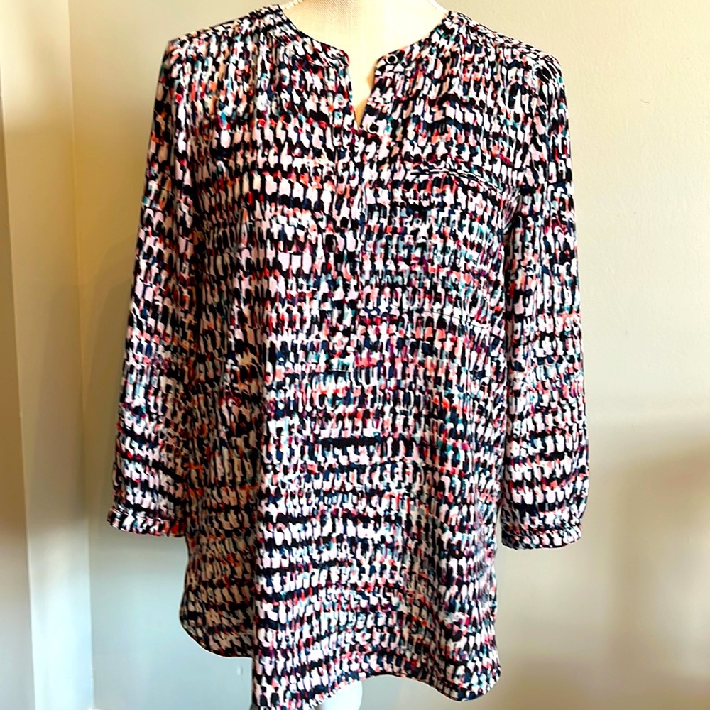 NYDJ ladies, long sleeve, silky, soft blouse with button front